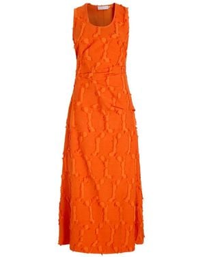 Proenza Schouler Violeta Frayed Jacquard Maxi Dress - Orange