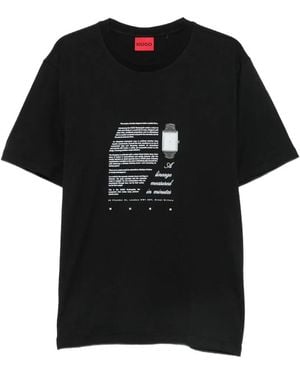 HUGO Devro Graphic-Print Crew-Neck T-Shirt - Black