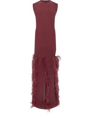 16Arlington Lett Feather-Trim Maxi Dress - Purple