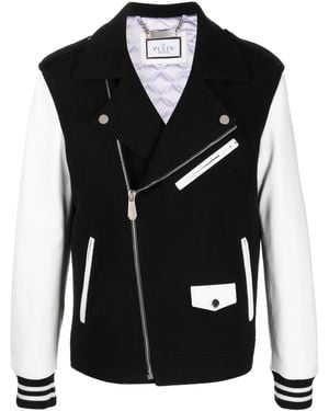 Philipp Plein Leather Biker Jacket - Black