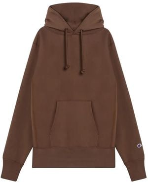 Champion Logo-Patch Cotton Hoodie - Brown