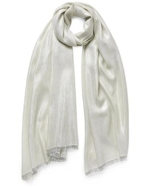 Jane Carr Mercury Metallic-Thread Scarf - White
