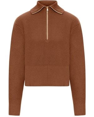 Max Mara Maglione Con Zip - Marrone