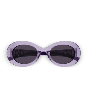 Gucci Interlocking G Oval-Frame Sunglasses - Purple