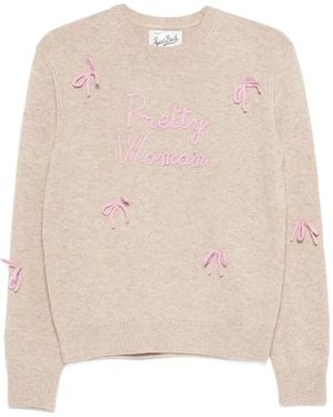 MC2 Saint Barth New Queen Jumper With Bollicine Sequins Embroidery - Natural
