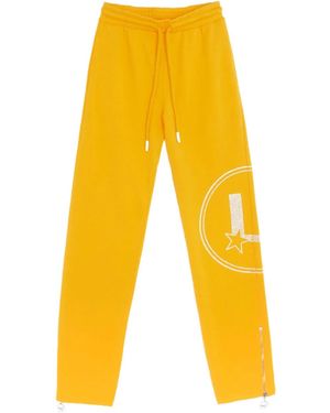 Lourdes Rhinestone Zip Track Trousers - Yellow