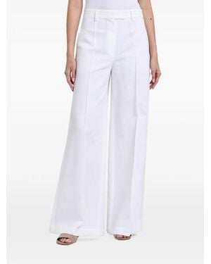 Brunello Cucinelli Pressed-Crease Wide-Leg Tailored Pants - White