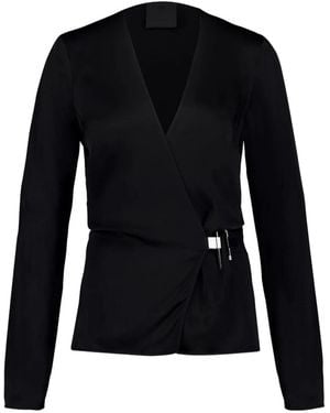 Givenchy V-Neck Satin Wrap Top - Black
