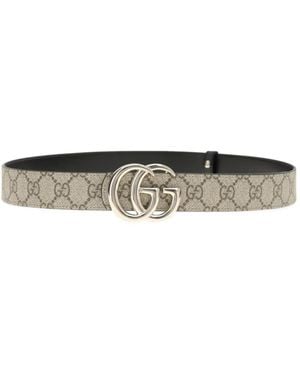 Gucci Gg Marmont Supreme Reversible Belt - Natural