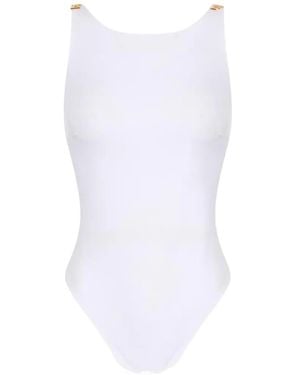 Elisabetta Franchi Body Van Crêpe Jersey Met Logo - Wit