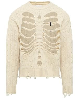 Doublet Rib-Cage Cable-Knit Sweater - White