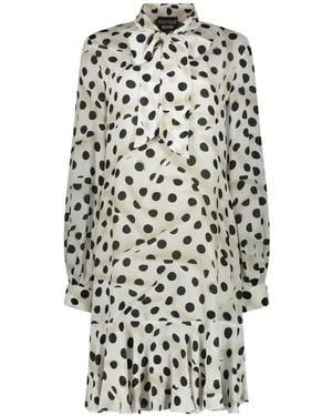 Moschino Polka-Dot Ruffled Mini Dress - White