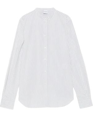Aspesi Vertical-Stripe Band-Collar Shirt - White