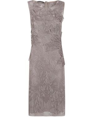 Alberta Ferretti Macrame Foliage Midi Dress - Grey