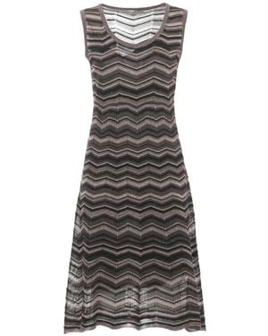 D.exterior Chevron-Knit Sleeveless Midi Dress - Grey