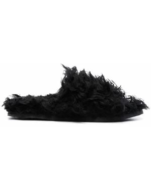 Red(V) Textured Open-Toe Sandals - Black