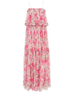Chloé Floral-Print Ruffled Maxi Dress - Pink