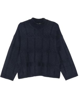 Emporio Armani Stehkragen-Pullover Mit Karomuster - Blau