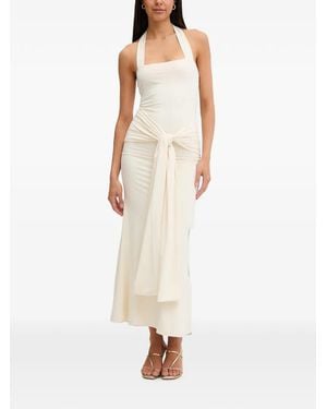 Bardot Emilia Knot-Detail Halterneck Maxi Dress - White