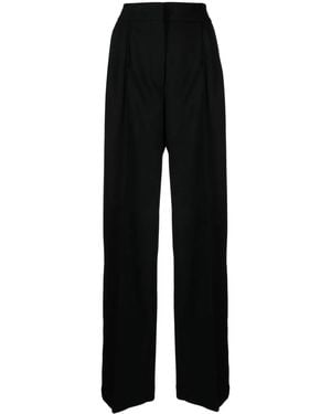 Maison Kitsuné Pleated Wool-Blend Wide-Leg Pants - Black