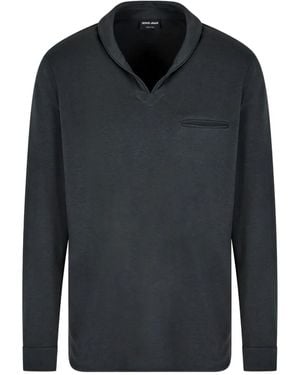 Giorgio Armani Shawl-Collar Welt-Pocket Sweatshirt - Black