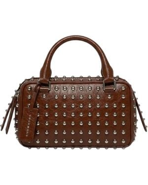 John Richmond Stud-Embellished Leather Tote Bag - Brown