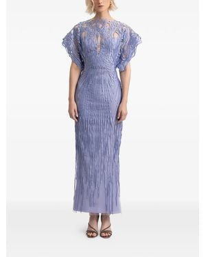 Gemy Maalouf Structured Half-Sleeves Dress - Blue