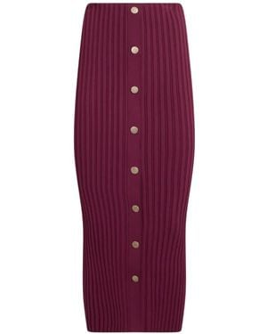 Philosophy Di Lorenzo Serafini Ribbed-Knit Button-Front Skirt - Purple