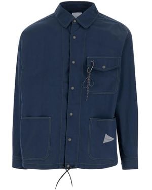 and wander Logo-Print Lightweight Jacket - Blue