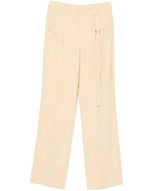 Patrizia Pepe Buckle-Detail Wide-Leg Pants - White