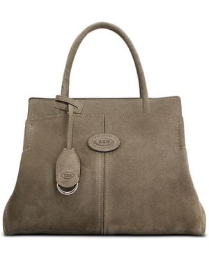 Tod's Logo-Patch Suede Tote Bag - Grey