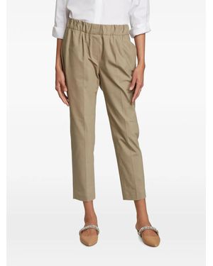 Brunello Cucinelli Elasticated-Waist Tapered Trousers - Natural