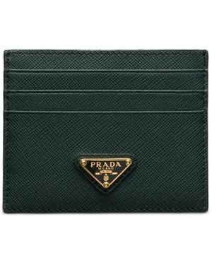 Prada Saffiano Leather Card Holder - Green
