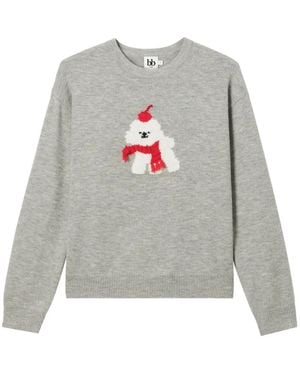 B+ AB Graphic-Patch Sweater - Grey