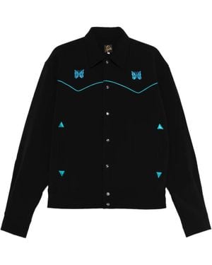Needles Embroidered Jacket With Butterfly Motifs - Black