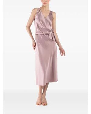 Peter Cohen Sketch Tie V-Neck Midi Dress - Pink