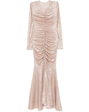 Norma Kamali Ruched Sequined Gown - Natural