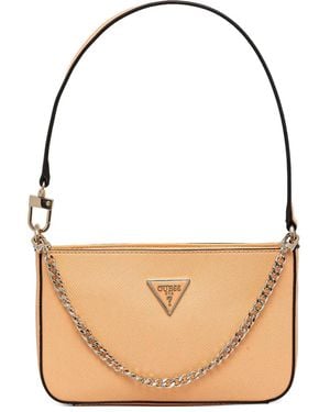Guess Chain Zipped Shoulder Bag - Natural