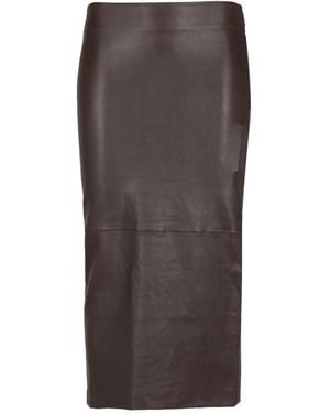 SPRWMN Leather Tube Midi Skirt - Brown
