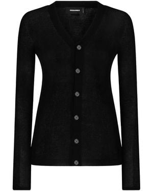 DSquared² V-Neck Cotton Cardigan - Black
