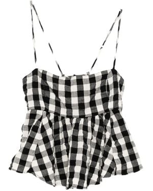 Free People Top sin mangas a cuadros - Negro
