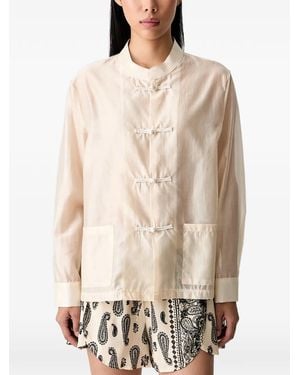 ViCOLO Frog-Fastening Band-Collar Shirt - Natural