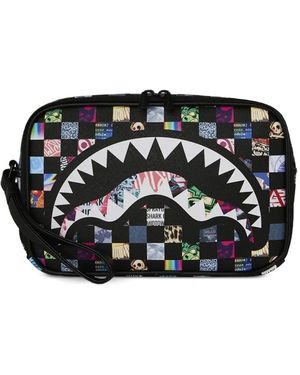 Sprayground Karierter Sharkverse Universe Kulturbeutel - Schwarz