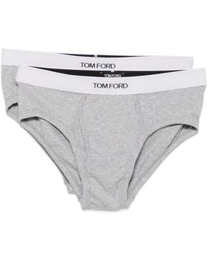 Tom Ford Slips Mit Logo-Bund (2Er-Set) - Grau