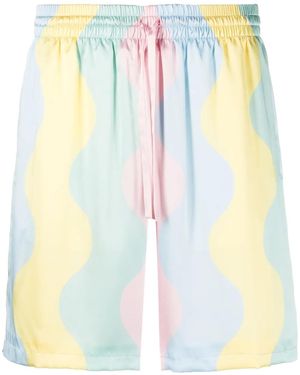 CASABLANCA Wave-print Drawstring Shorts - Multicolour