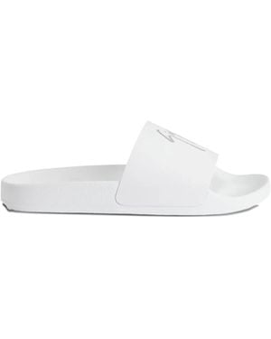 Giuseppe Zanotti Brett Crystal-Embellished Leather Slides - White