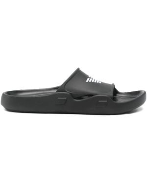 Emporio Armani Eagle-Print Pool Slides - Black