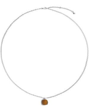 Monica Vinader Tiger's Eye Pendant Necklace - White