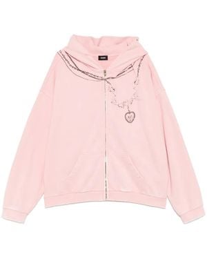 we11done Hoodie À Fermeture Zippée - Rose