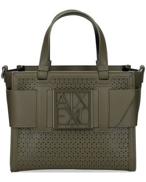 ARMANI EXCHANGE Perfortated Logo Tote Bag - Green